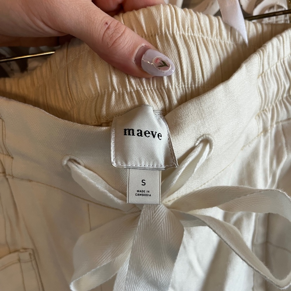 Maeve Anthropologie Tan Wide-Leg Pants High-Waisted Relaxed Fit - Picture 7 of 7